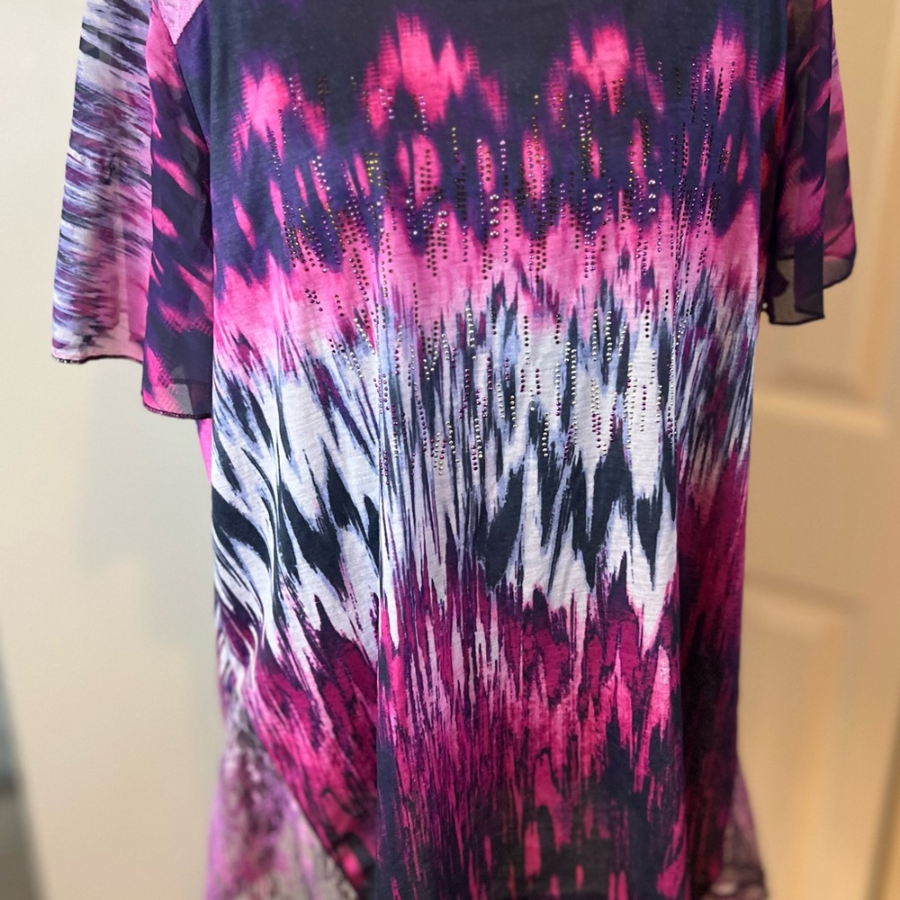 FYLO Pink and Purple Patterned Blouse